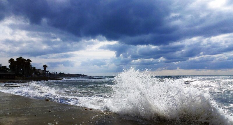 Wave Crashing on Shore — Blue, Dramatic