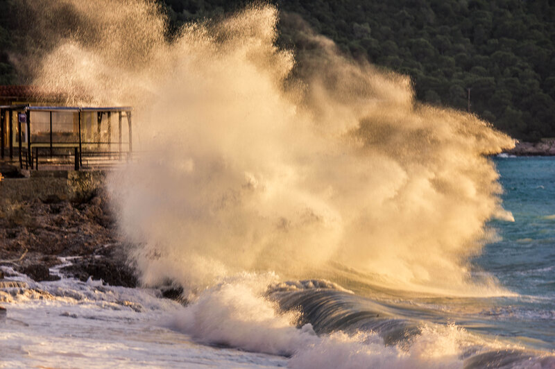 Wave Crashing on Shore — White