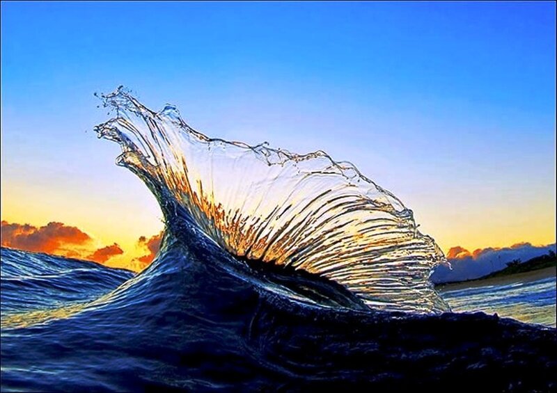 Wave Cresting at Sunset