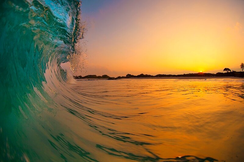 Wave Curling at Sunset — Orange
