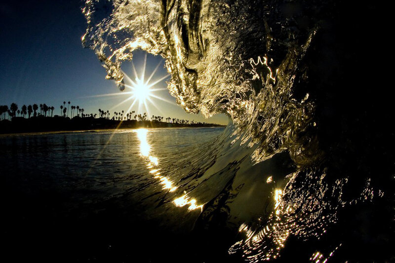 Wave Curling in Ocean — Blue