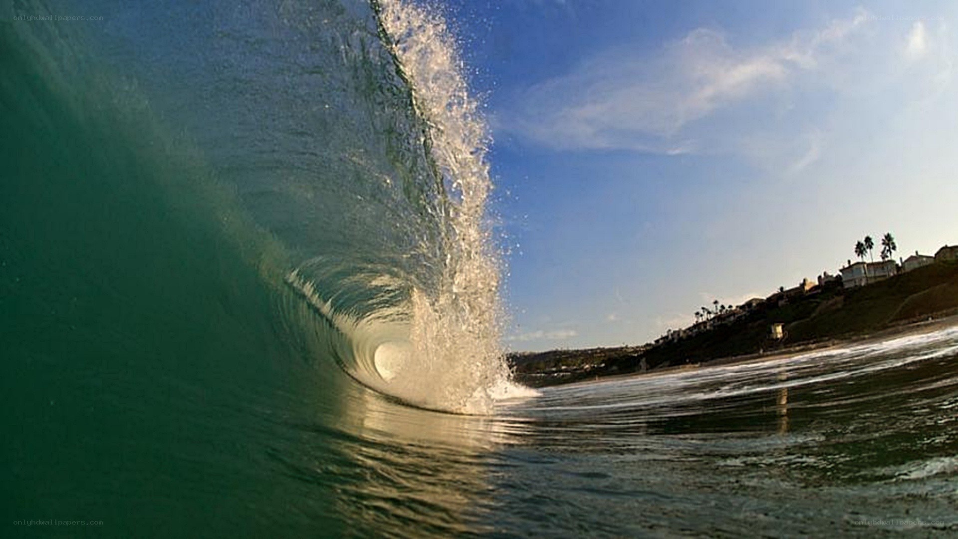 wave curling in ocean