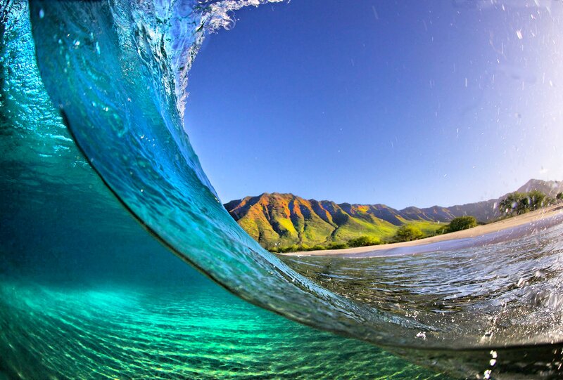 Wave Curling over Beach