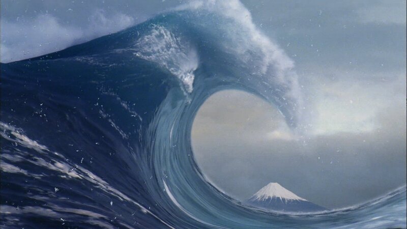 Wave framing Mount Fuji