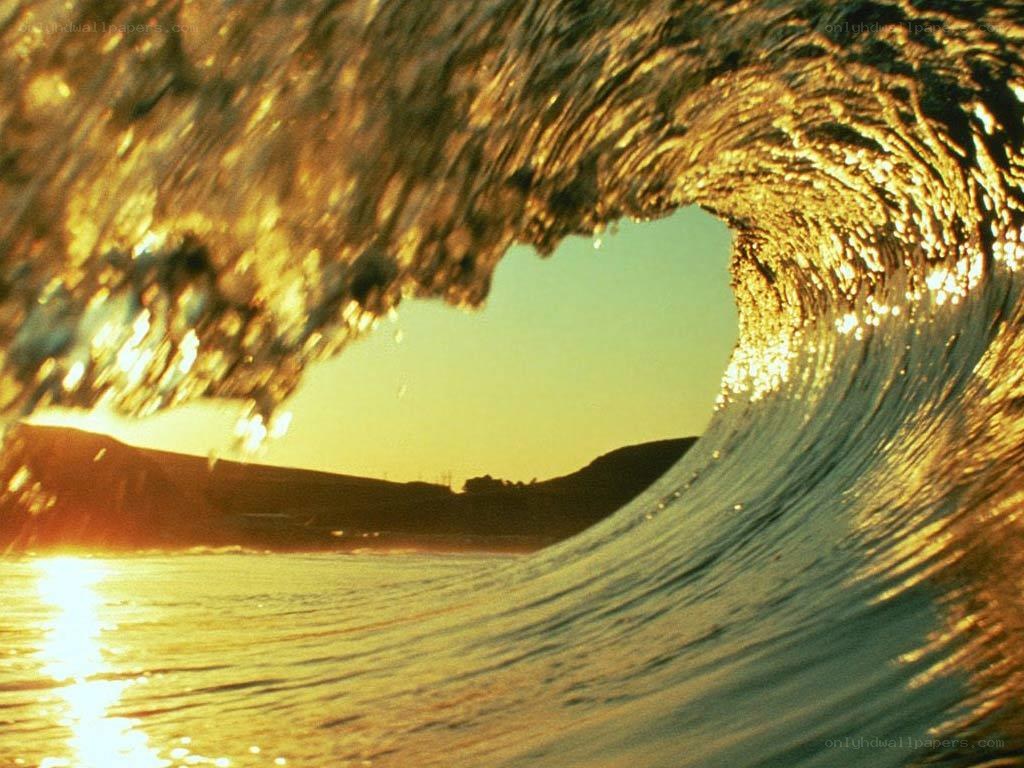 Wave tunnel at sunset