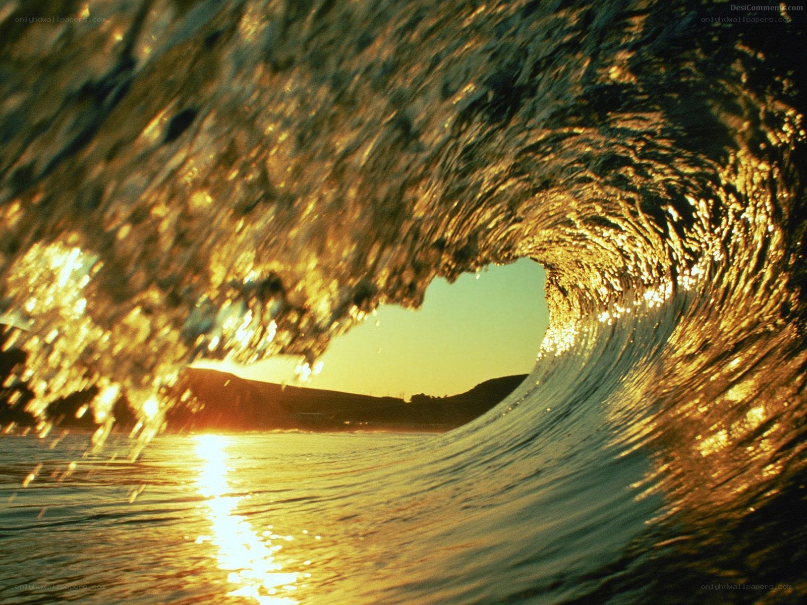 wave tunnel at sunset