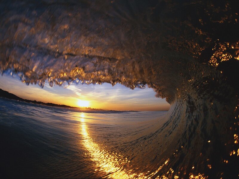 Wave Tunnel at Sunset — Blue