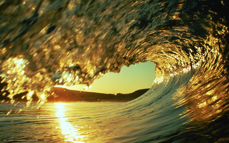 Wave Tunnel at Sunset — Gold, Dramatic