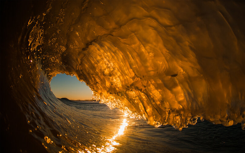 Wave Tunnel at Sunset — Gold
