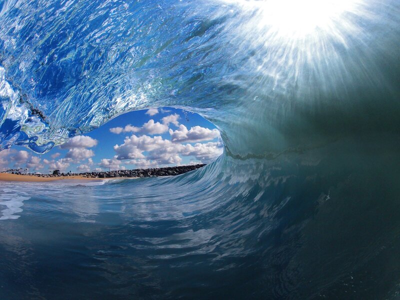 Wave Tunnel View — Blue, Dramatic, Afternoon, Photograph, Sky