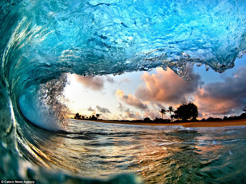 Wave Tunnel View — Blue, Dramatic, Sunset
