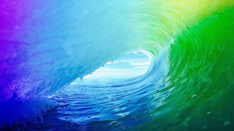 Wave Tunnel View — Blue, Serene, Afternoon, Digital Art
