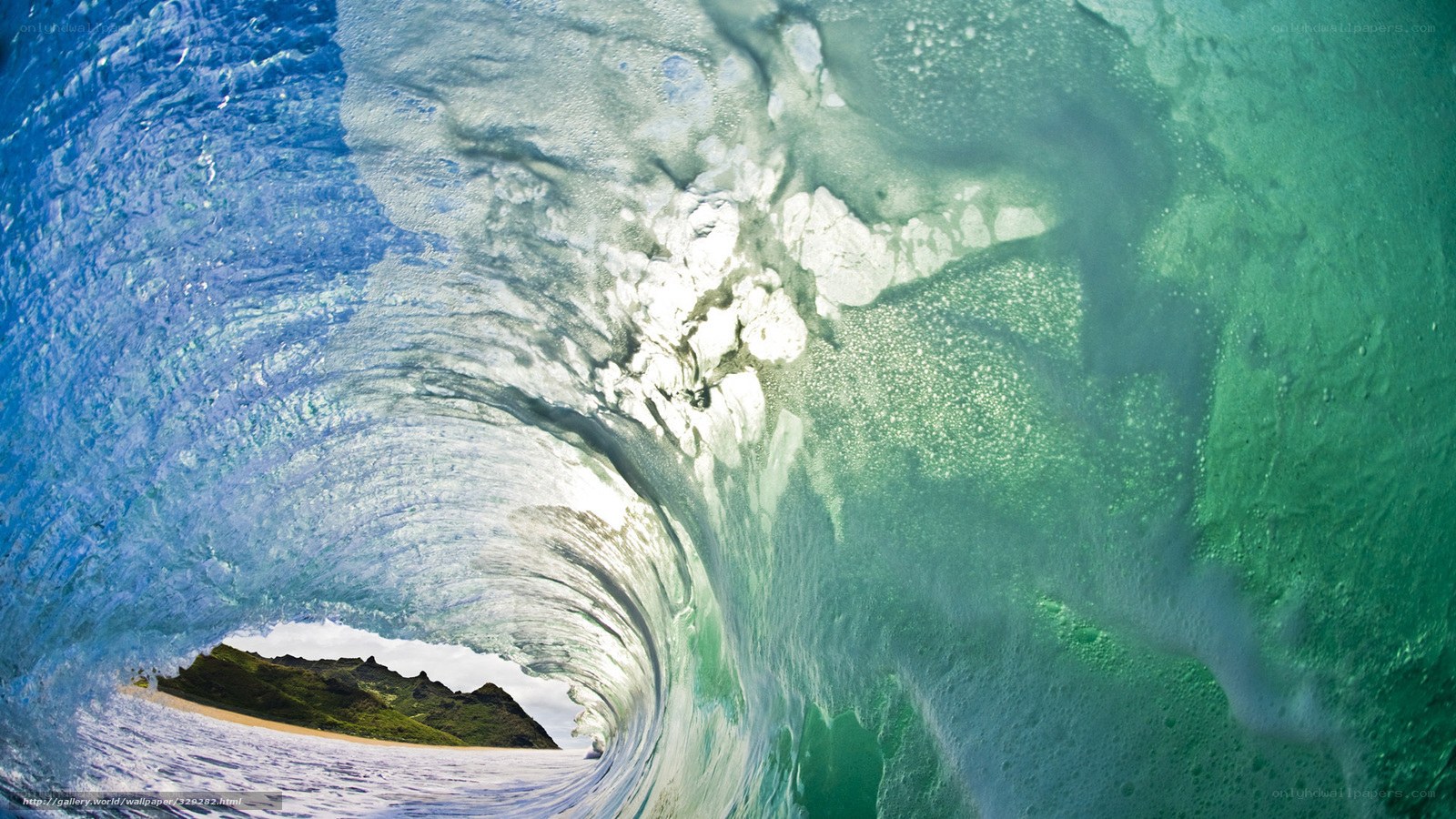 wave tunnel with island view