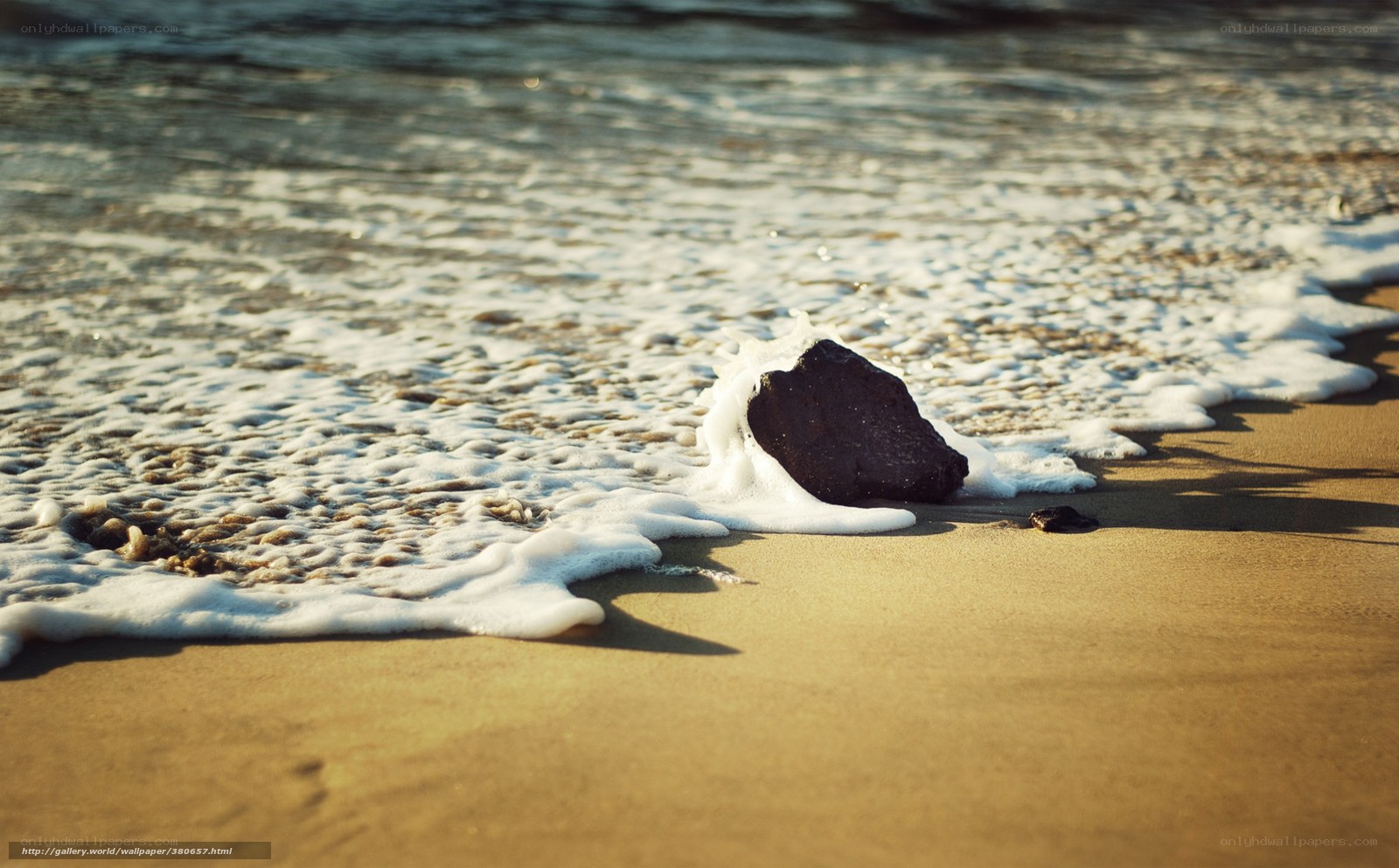 Wave washing over a rock