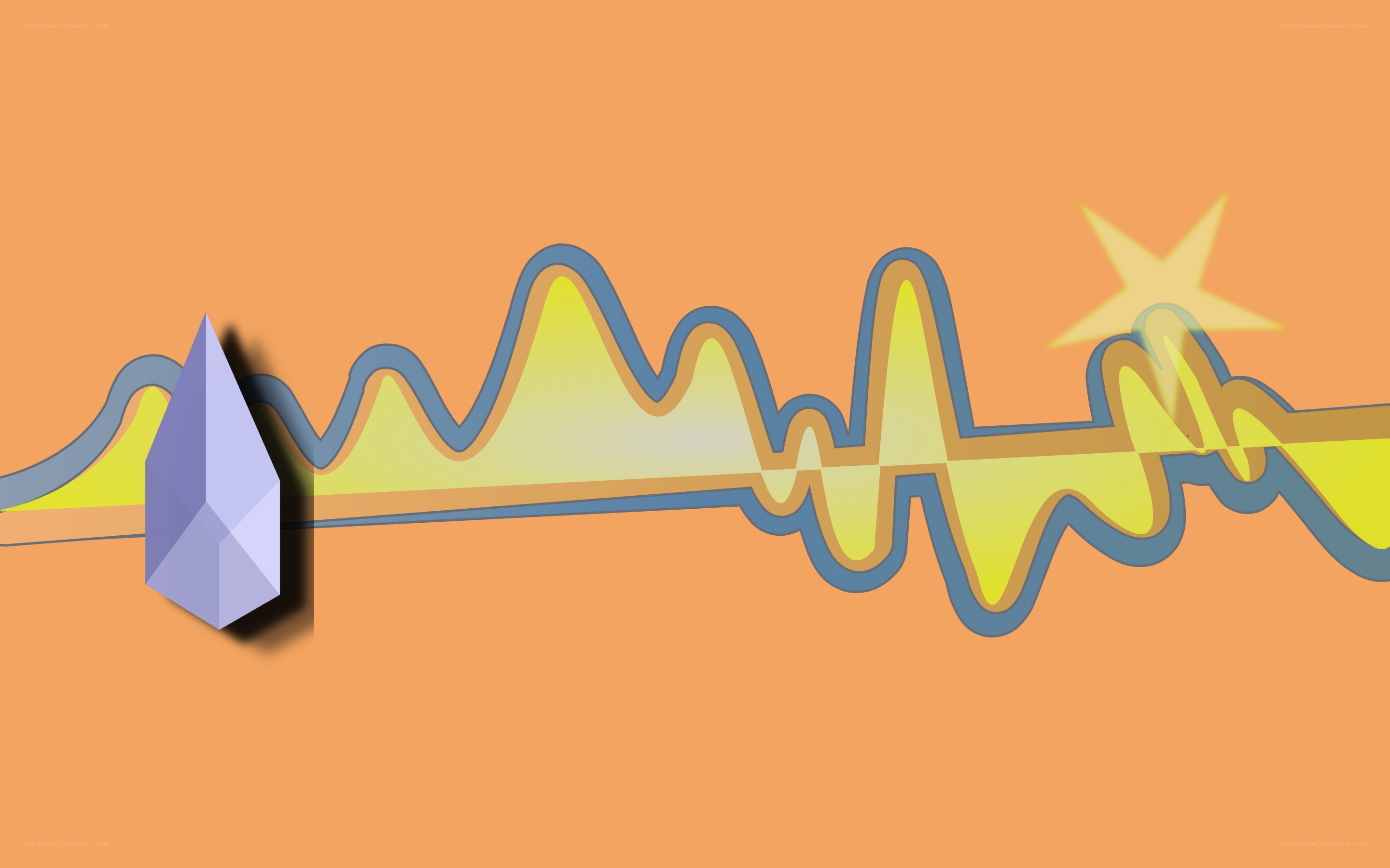 waveform with crystal and star