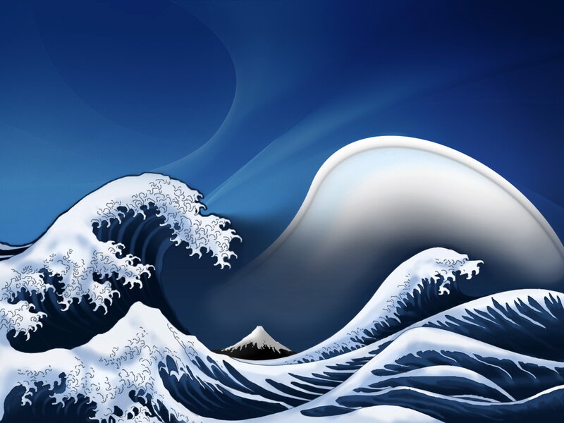 Waves and Mountain — Blue