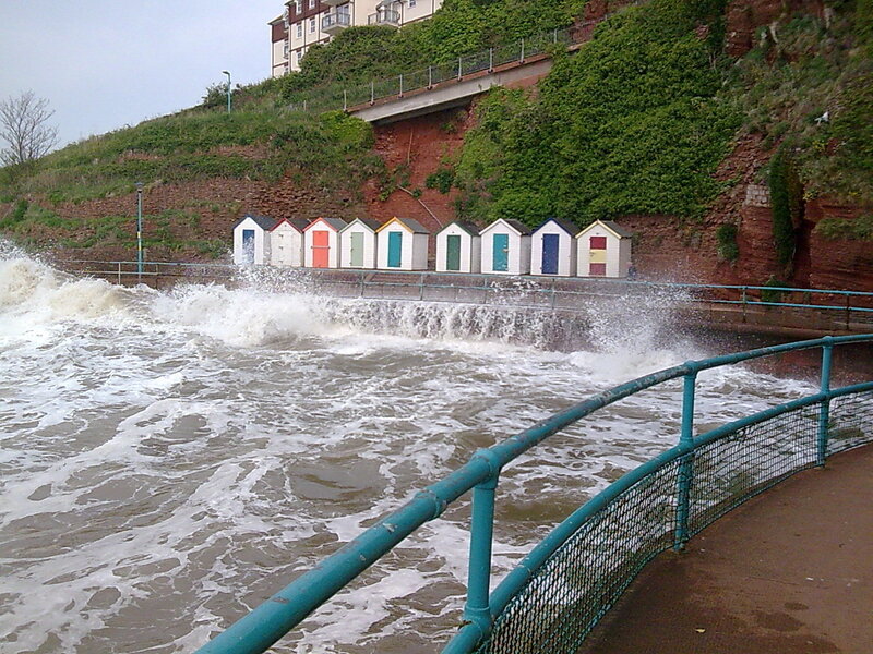 Waves crashing at seaside
