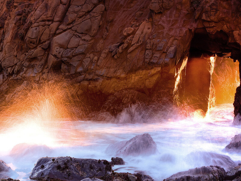 Waves Crashing in Cave