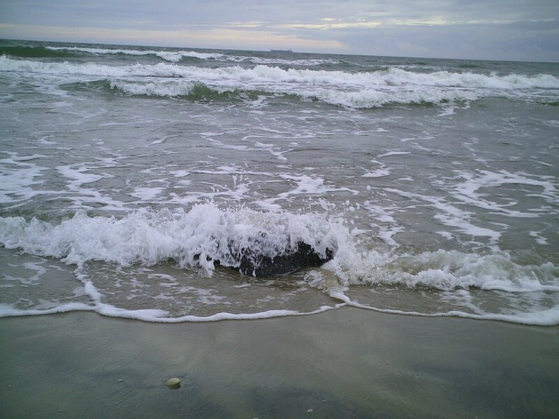 Waves crashing on a beach