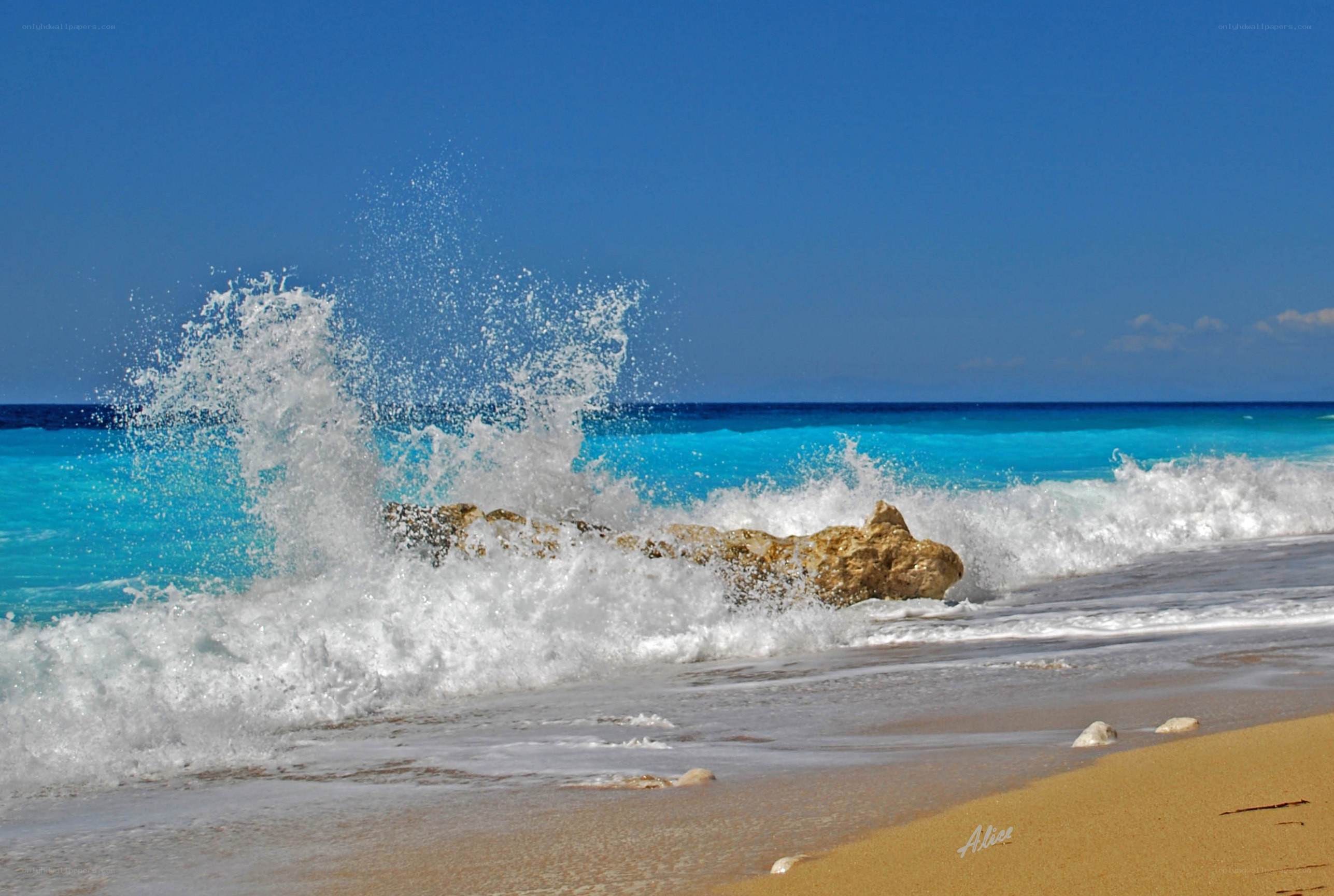 Waves crashing on a rocky beach