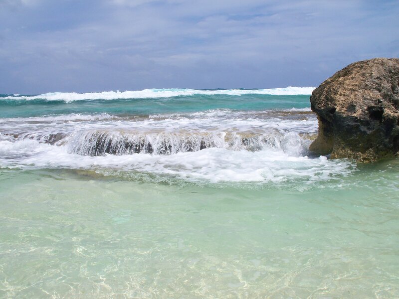 Waves crashing on a rocky shore