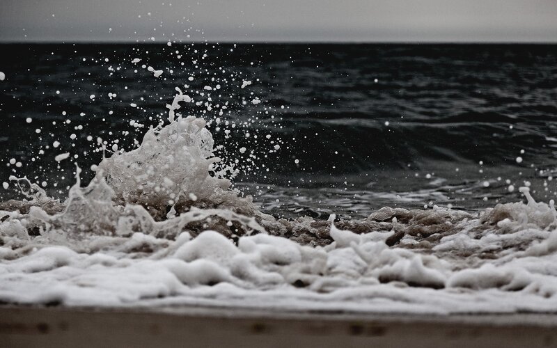 Waves crashing on a rocky shore