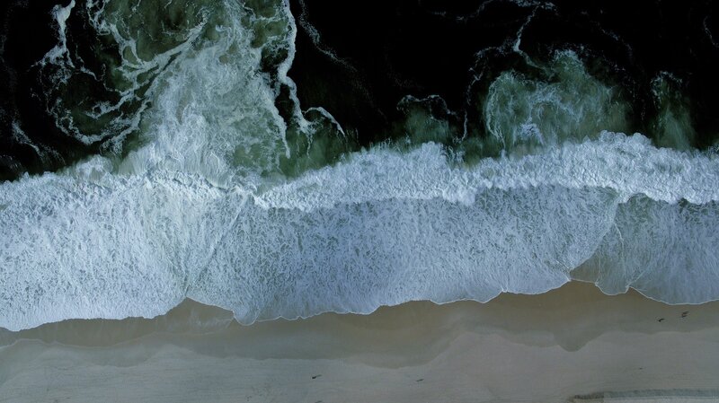 Waves Crashing on Beach — White, Calm