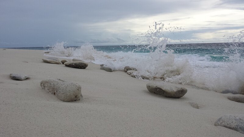 Waves Crashing on Beach — White