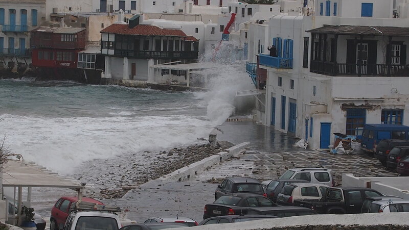 Waves Crashing on Buildings