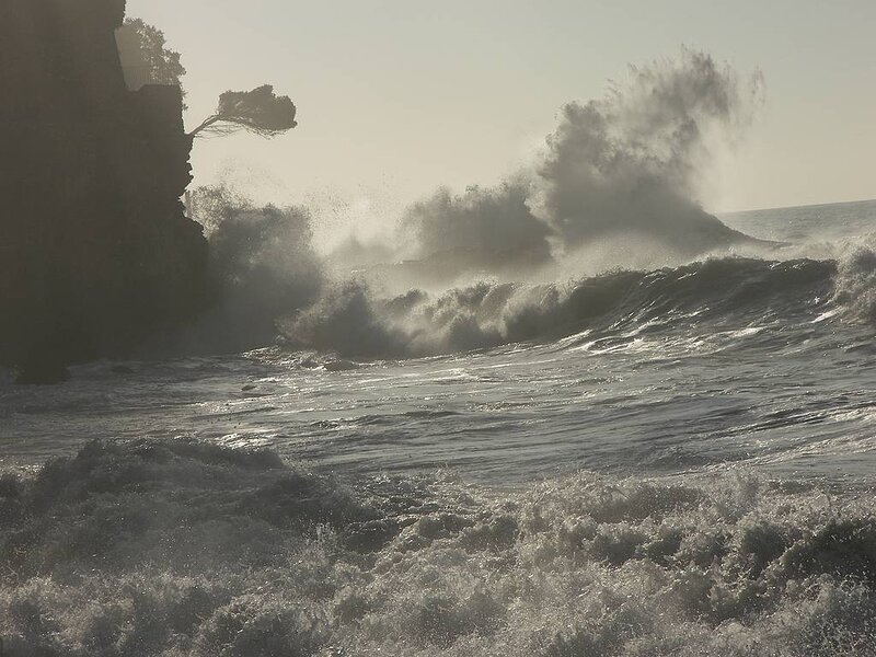 Waves Crashing on Cliff