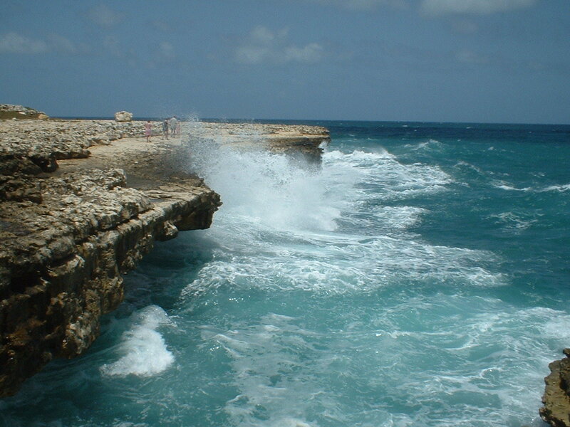 Waves Crashing on Cliffs — Blue