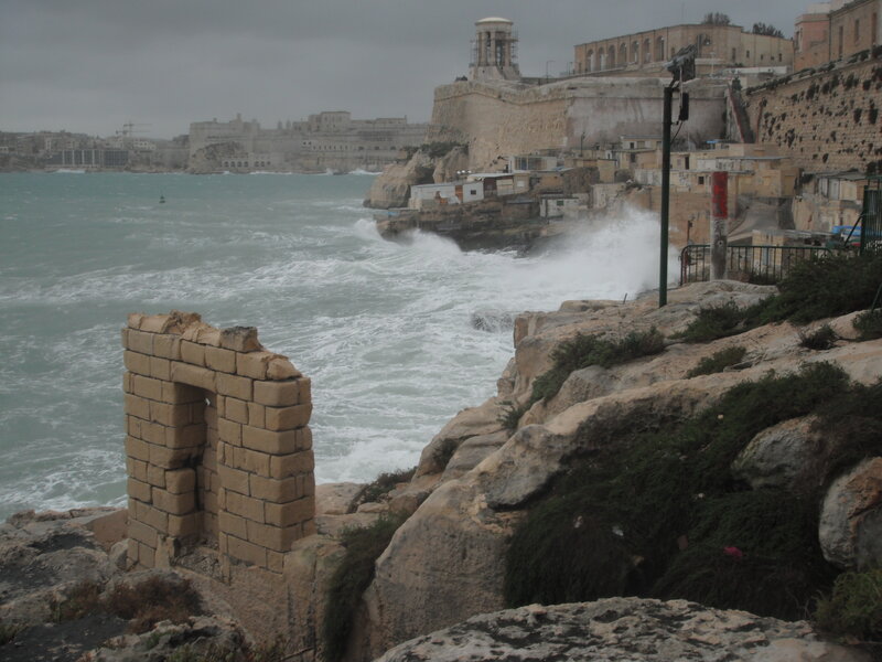 Waves Crashing on Cliffs — Gray