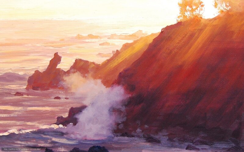 Waves Crashing on Cliffs — Orange