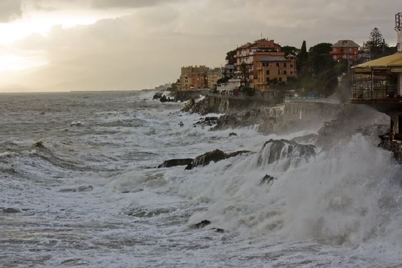 Waves Crashing on Coast