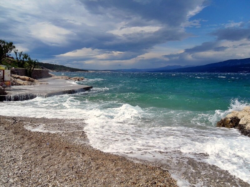 Waves Crashing on Pebble Beach — Blue