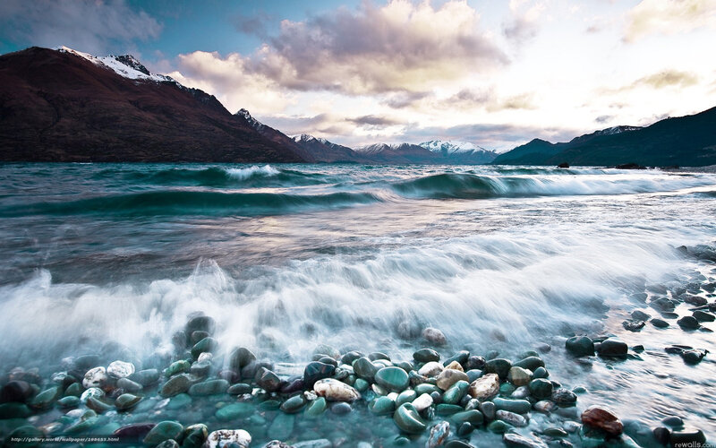 Waves Crashing on Pebbles — Blue