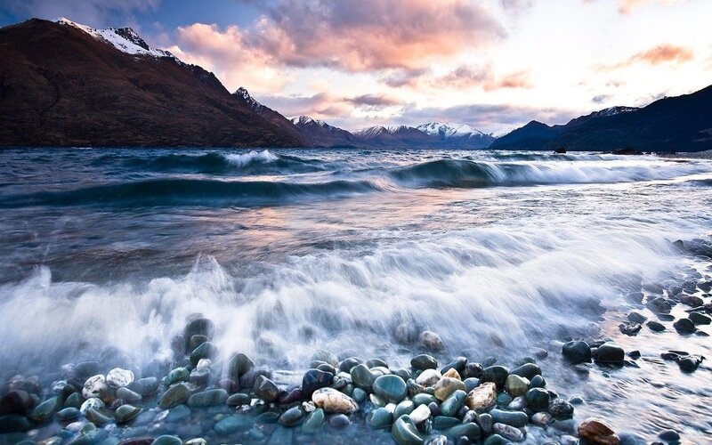 Waves Crashing on Pebbles