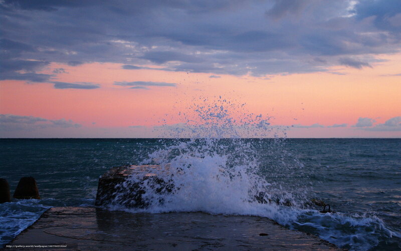 Waves Crashing on Pier — Pink