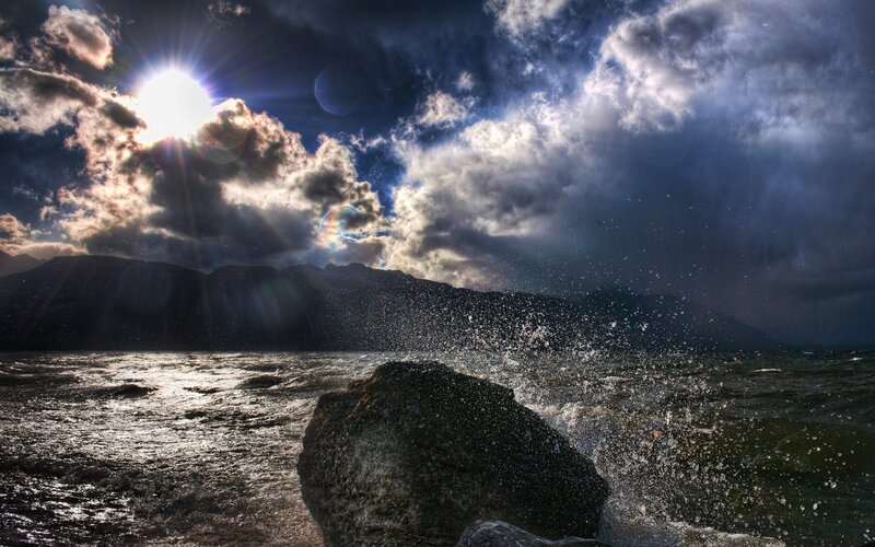 Waves Crashing on Rock — Blue, Dramatic
