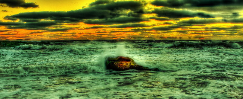 Waves Crashing on Rock — Yellow