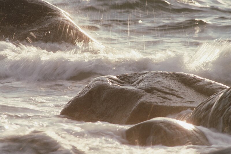 Waves crashing on rocks