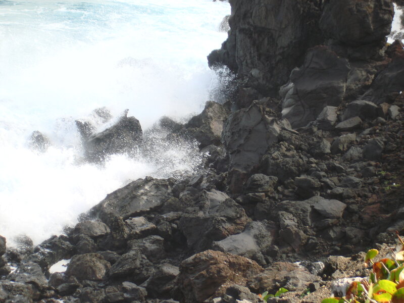 Waves Crashing on Rocks — Black, Dramatic, Afternoon