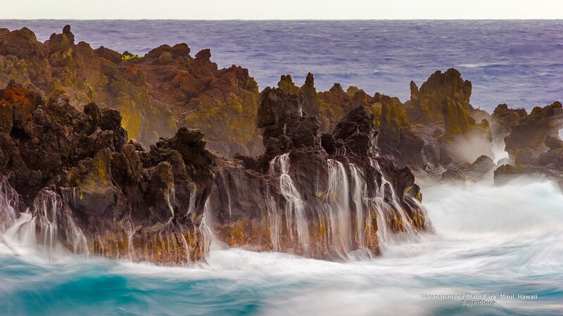 Waves Crashing on Rocks — Blue, Dramatic, Photograph, Ocean, Sea Spray