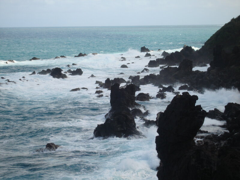 Waves Crashing on Rocks — Blue, Dramatic, Photograph, Ocean, Sky