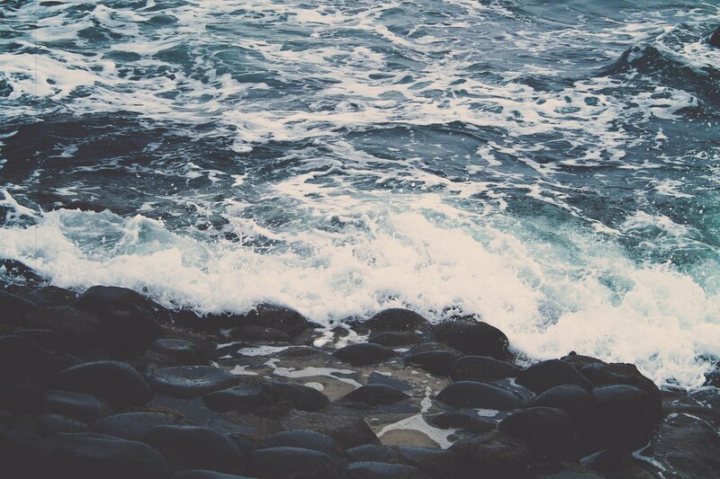 Waves Crashing on Rocks — Blue, Dynamic, Photograph, Ocean, Foam