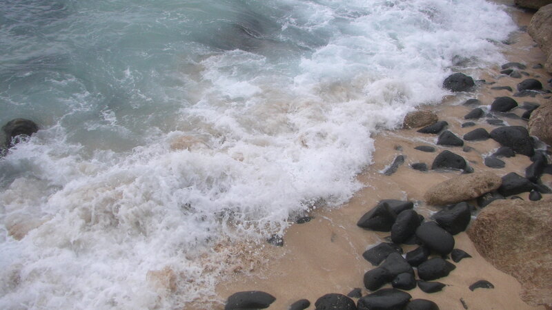 Waves Crashing on Rocks — Blue, Dynamic, Photograph, Ocean, Sand