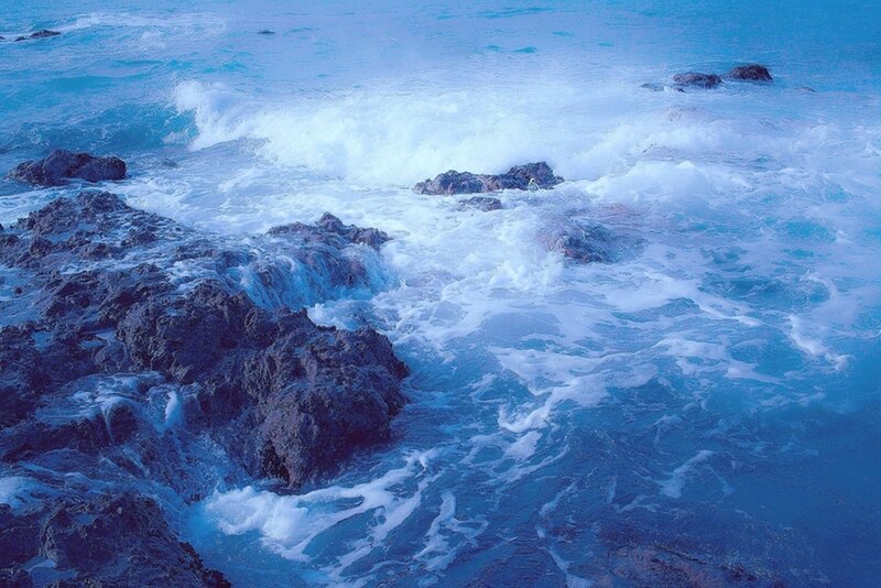 Waves Crashing on Rocks — Blue, Dynamic, Photograph, Ocean