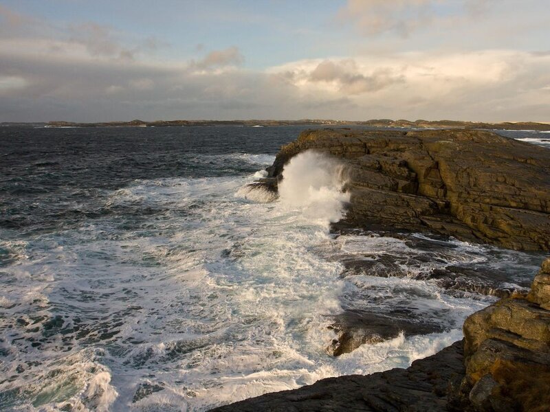 Waves Crashing on Rocks — Sunset, Ocean