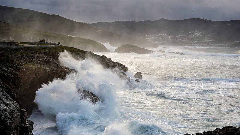 Waves Crashing on Rocks — White, Dramatic, Afternoon