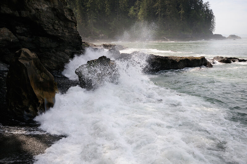 Waves Crashing on Rocks — White, Dramatic
